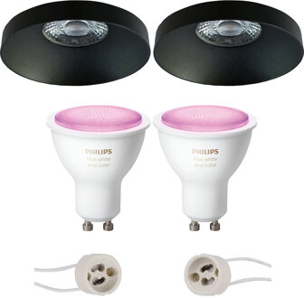 Pragmi Vrito Pro - Inbouw Rond - Mat Zwart - Ø82mm - Philips Hue - LED Spot Set GU10 - White and Color Ambiance