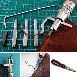 Praktische 5 In 1 Diy Leather Craft Pro Stiksels Groover Crease Leather Tool Set