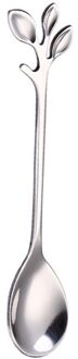 Praktische Bladvorm Koffielepel Theelepel Dessert Snack Scoop Vork Paar Thee Lepel/Vork Keuken Accessoires Servies TSLM1 zilver leaf lepel