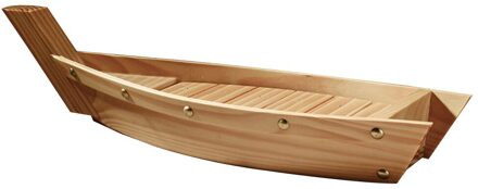 Praktische Houten Sushi Plaat Boot Vormige Schotel Japanse Stijl Snack Dienblad Schotel Voor Thuis Restaurant Decoratie 37X15.3X7cm