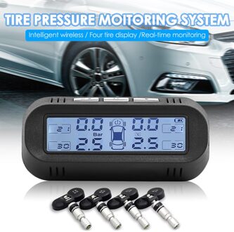 Praktische Klassieke Multi-Functionele Textuur Solar Auto Tpms Lcd Band Band Pressure Monitoring System Met 4 Sensoren Built-in