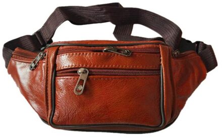 Praktische Lederen Riem Tas Mannen Stad Wandelen Essentiële Riem Tas Draagbare Rits Multifunctionele Mobiele Telefoon Zak geel bruin