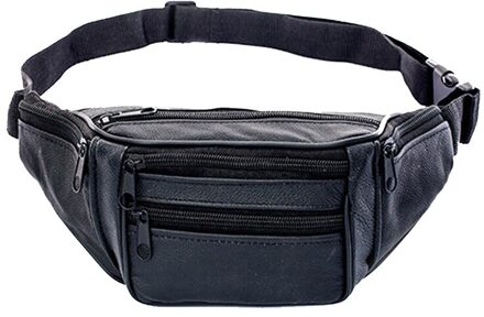 Praktische Lederen Riem Tas Mannen Stad Wandelen Essentiële Riem Tas Draagbare Rits Multifunctionele Mobiele Telefoon Zak zwart