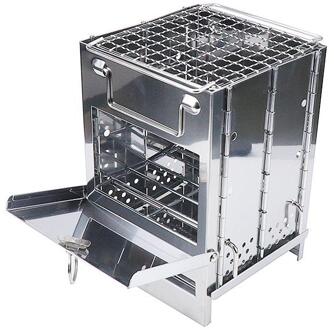 Praktische Mini Koken Picknick Outdoor Barbecue Kachel Draagbare Lichtgewicht Roestvrij Staal Hout Brandende Camping Vouwen Grill 7 Upgrade stijl