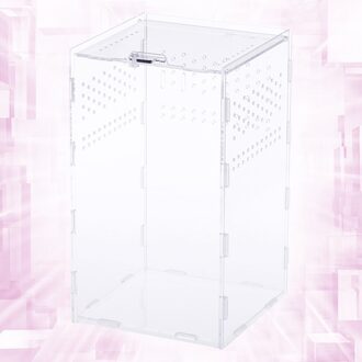 Praktische Reptiel Fokkerij Doos Insect Voerbox Acryl Creeper Huis Transparant (15X15X25Cm)