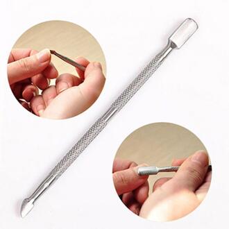 Praktische Rvs Cuticle Nail Pusher Remover Double Ended Pedicure Manicure Nail Verwijderen Dode Huid Professionele Tools