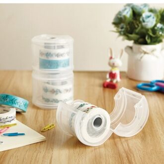 Praktische schoolbenodigdheden, dagelijkse benodigdheden, ronde transparante tape opbergdoos cutter