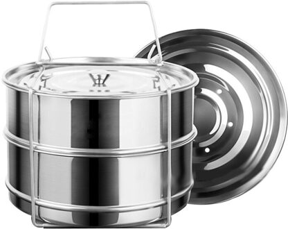 Praktische Stapelbaar Stoomboot Insert Pannen Pot In Pot Voor Pot 5 Liter Of Meer Pot Accessoires-2 Tier Verwisselbare deksels Roest P