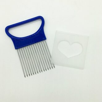 Praktische Tomaat Ui Groenten Slicer Snijden Aid Houder Gids Snijden Cutter Veilig Vork Ui Snijder Shrendders & Snijmachines Y98-blauw