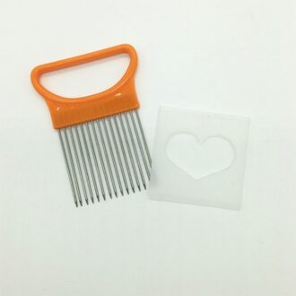 Praktische Tomaat Ui Groenten Slicer Snijden Aid Houder Gids Snijden Cutter Veilig Vork Ui Snijder Shrendders & Snijmachines Y98-oranje