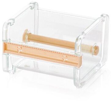 Praktische Transparante Plastic Plakband Dispenser Office Desktop Tape Houder Met Tape Cutter geel