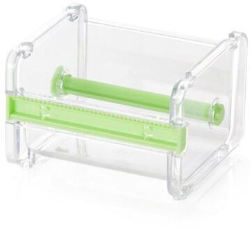 Praktische Transparante Plastic Plakband Dispenser Office Desktop Tape Houder Met Tape Cutter groen