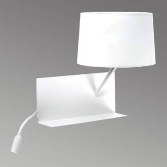 Praktische wandlamp met LED-leesarm wit