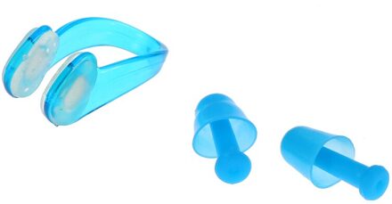 Praktische Waterdichte Silica Zwemmen Oordopjes Neus Clip Oor Neus Protector Zwemmen Pak (Lichtblauw) lucht-blauw