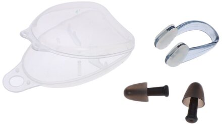 Praktische Waterdichte Silica Zwemmen Oordopjes Neus Clip Oor Neus Protector Zwemmen Pak (Lichtblauw) zwart