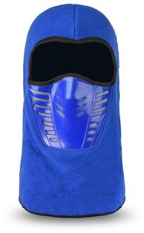 Praktische Winter Outdoor Riding Hooded Hoed Verdikte Fleece Gezicht Bescherming Warm En Winddicht Kap Masker blauw