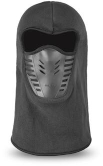Praktische Winter Outdoor Riding Hooded Hoed Verdikte Fleece Gezicht Bescherming Warm En Winddicht Kap Masker grijs