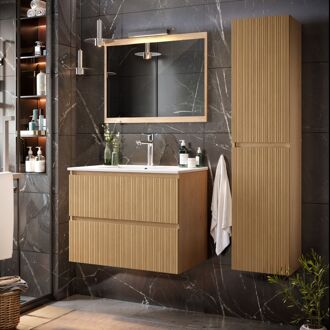 Praxis Asime Hoge Badkamerkast 35cm - Eik - Met 2 Deuren - 35x150x30cm