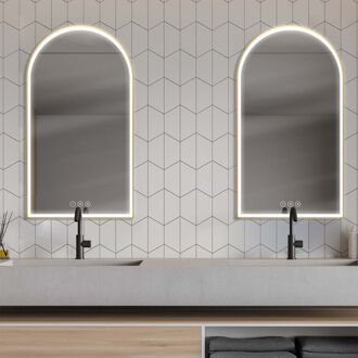 Praxis Badkamerspiegel Met Verlichting Solar Arche - Rechthoekig - Mat Goud - 50x90 Cm