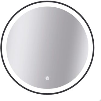Praxis Badkamerspiegel Met Verlichting Swann - Rond - Met Verwarming - Zwart - Ø90 Cm