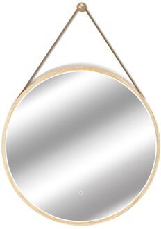 Praxis Barber Badkamerspiegel Met Verlichting - Rond - Eikenhout - Ø60 Cm