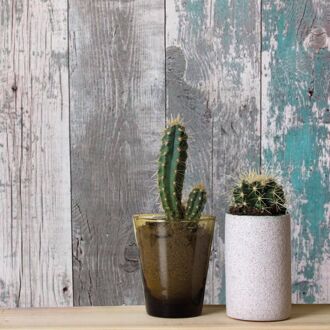 Praxis Behang Topchic Wooden Planks donkergrijs en blauw