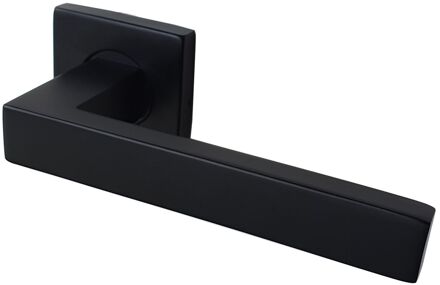 Praxis Deurkruk Op Rozet Espirando - Roestvrij Staal - Zwart Mat - Vierkant Rozet - 160 Mm