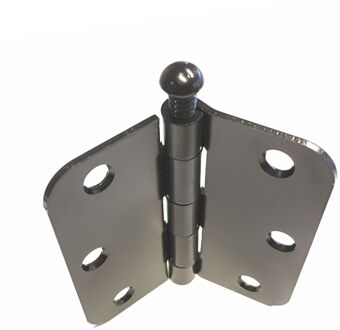 Praxis Deurscharnier - Zwart Staal - 76x76 Mm - Met Afgeronde Hoeken
