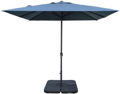 Praxis Easywind Stokparasol - 300x300cm - Blauw - Acryl 208g/m² Met Opwindmechanisme Kantelbaar