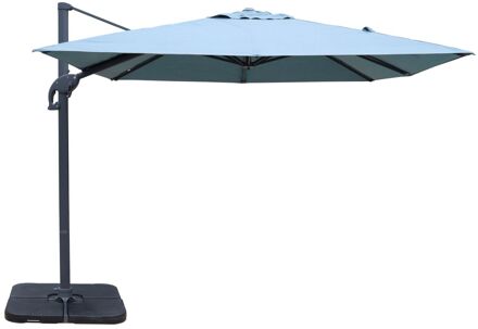 Praxis Easywind Zweefparasol - 300x300cm - Blauw - 360° Draaibaar Kantelbaar 208g/m² Met Opwindmechanisme Aluminium Mast