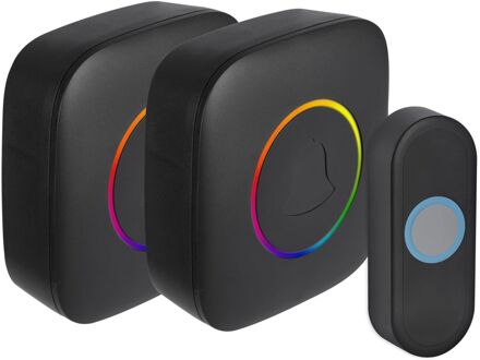 Praxis Exin Gong Set - 2 X Batterij - Beldrukker - Rgb Licht - Zwart