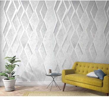 Praxis Fotobehang 3d Grafisch Ruitpatroon - Lichtgrijs - Wit - 2,70m X 159cm