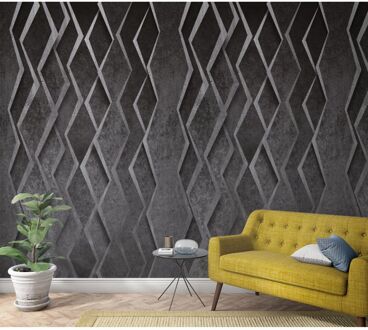 Praxis Fotobehang 3d Grafische Ruit - Antraciet - Grijs - 2,70m X 159cm