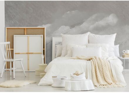 Praxis Fotobehang Bergen In De Mist - Grijs - Wit - 2,70m X 450cm