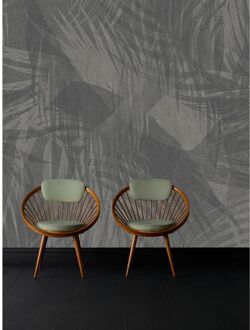 Praxis Fotobehang Bladeren Op Beton 14286 - Antraciet - 2,70m X 300cm