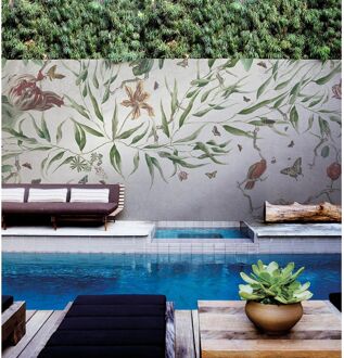 Praxis Fotobehang Bloemen En Bladeren 14300 - Wit - Groen - 2,70m X 300cm