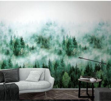 Praxis Fotobehang Bos In De Mist - Groen - Wit - 2,70m X 159cm