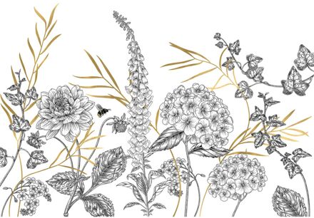 Praxis Fotobehang Bumble Bee - Wit - 2,50m X 350cm