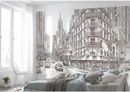 Praxis Fotobehang Downtown - Wit - 2,50m X 350cm