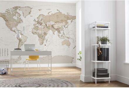 Praxis Fotobehang - Earth Map 350x250cm - Vliesbehang Multikleur