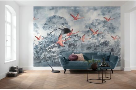 Praxis Fotobehang - Flamingos in the Sky 400x280cm - Vliesbehang Multikleur