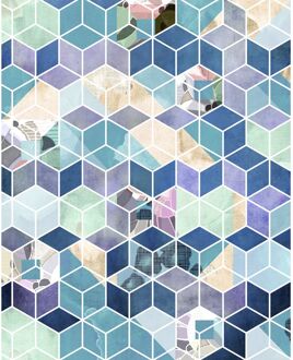 Praxis Fotobehang - Geometric Blue 200x250cm - Vliesbehang Multikleur