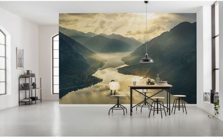 Praxis Fotobehang Gold Mountains 400x250 cm Multikleur