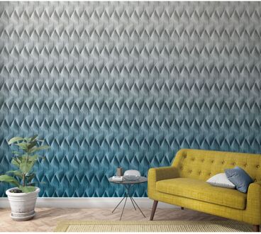 Praxis Fotobehang Golvend 3d Patroon - Blauw - Grijs - 2,70m X 159cm