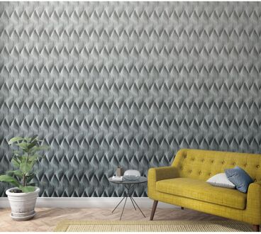 Praxis Fotobehang Golvend 3d Patroon - Grijs - Off-white - 2,70 M X 159 Cm