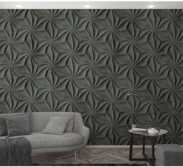Praxis Fotobehang Grafisch Patroon In Cement - Groen - Grijs - 2,70m X 159cm