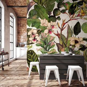 Praxis Fotobehang Grote Bladeren En Bloemen - Multi - 2,70 M X 53 Cm