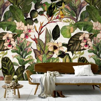 Praxis Fotobehang Grote Bladeren En Bloemen - Multi - 3,40m X 318cm