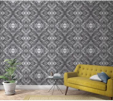 Praxis Fotobehang Hout In Decoratief Ruitpatroon - Grijs - Zwart - Off-white - 2,70 M X 159 Cm