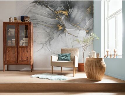 Praxis Fotobehang - Ink Gold Flow 300x280cm - Vliesbehang Multikleur